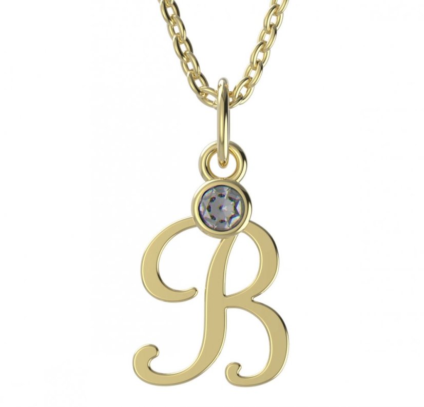 BeKid dětský zlatý přívěsek písmenko B - 1311 Žluté zlato - 585 Diamant