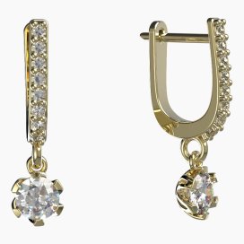 BG zlaté diamantové náušnice 870 Žluté zlato - 585 Diamant lab-grown