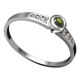 BG vltavínový prsten 550J Bílé zlato - 585 Vltavín a diamant
