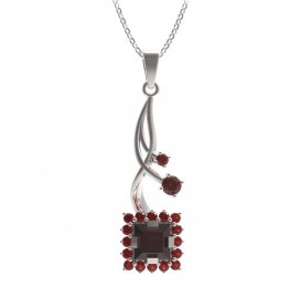 BG přívěs s centrálním čtvercovým kamenem 499-P Stříbro 925 - rhodium Granát