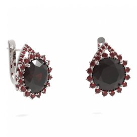 BG náušnice kruhováho tvaru 512-90 Stříbro 925 - rhodium Granát