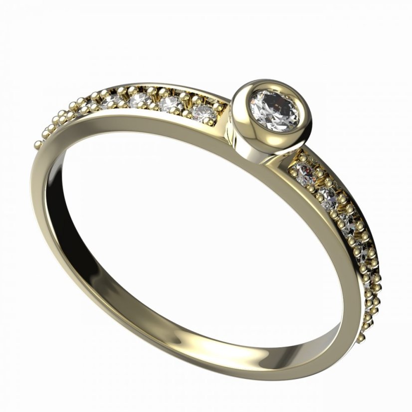 BG zlatý diamantový prstýnek 550 E Žluté zlato - 585 Diamant lab-grown