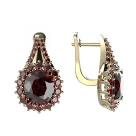 BG náušnice s centrálním oválným kamenem 977 Stříbro 925 - pozlacené Granát