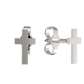 BG zlaté náušnice křížek 1105 Bílé zlato - 585