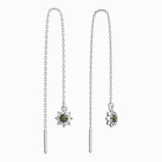 BG vltavínové náušnice 886 Bílé zlato - 585 Vltavín a diamant