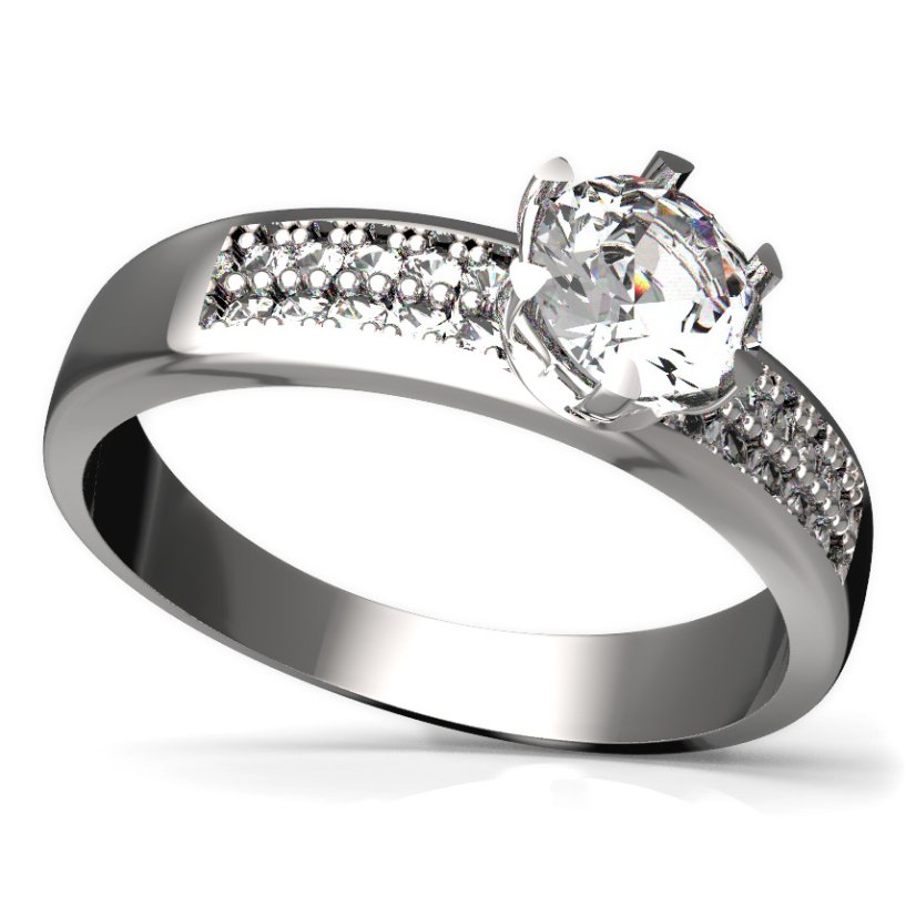 Zlatý prsten s diamantem, bílé zlato 585 – 876 (ZD42876F)