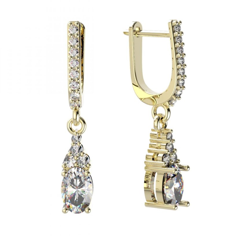 BG zlaté oválné náušnice 984 Žluté zlato - 585 Diamant