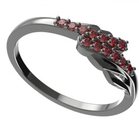 BG granátový prstýnek 1434 Stříbro 925 - ruthenium (30-90dní) Granát