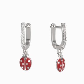 BeKid dětské náušnice beruška 1206 Bílé zlato - 585