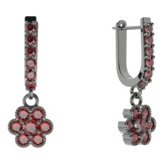 BG kulaté náušnice 140-94 Stříbro 925 - ruthenium (30-90dní) Granát