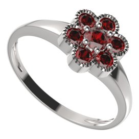 BG prsten kulatý 140-I Stříbro 925 - rhodium Granát
