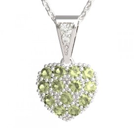 BG zlatý přívěšek srdíčko 1571 Bílé zlato - 585 Zelený kubický zirkon