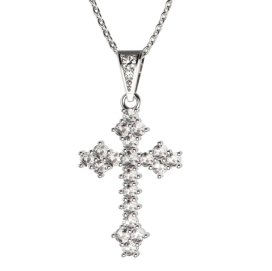 BG zlatý diamantový přívěšek křížek 263 Bílé zlato - 585 Diamant lab-grown