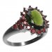 BG prsten s oválným kamenem 516-U - Kov: Stříbro 925 - rhodium, Kámen: Vltavín a granát