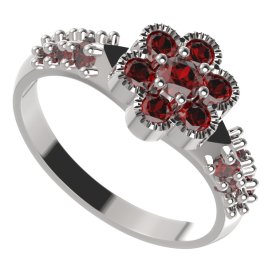 BG prsten 140-X kulatého tvaru Stříbro 925 - rhodium Granát