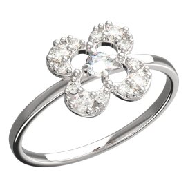 BeKid dětský prsten  čtyřlístek 830 Bílé zlato - 585 Bílý kubický zirkon