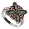 BG prsten 408-X solitérního tvaru - Kov: Stříbro 925 - rhodium, Kámen: Vltavín a granát