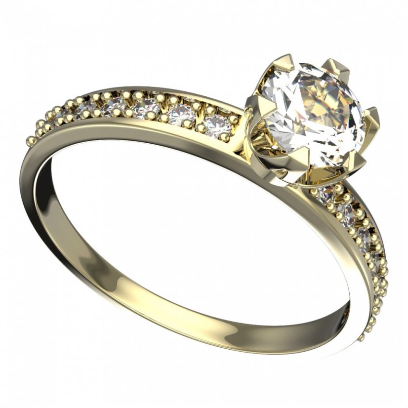 BG zlatý prstýnek 872 E Žluté zlato - 585 Diamant