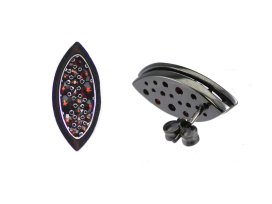 Stříbrné náušnice s přírodním granátem, ruthenium, puzety – 1142
