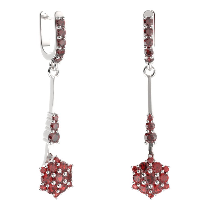 BG náušnice kruhového tvaru 539-B93 Stříbro 925 - rhodium Granát