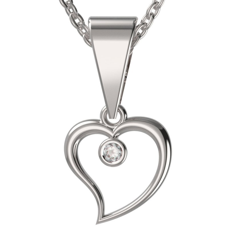 BG zlatý přívěšek srdíčko 1267 Bílé zlato - 585 Diamant