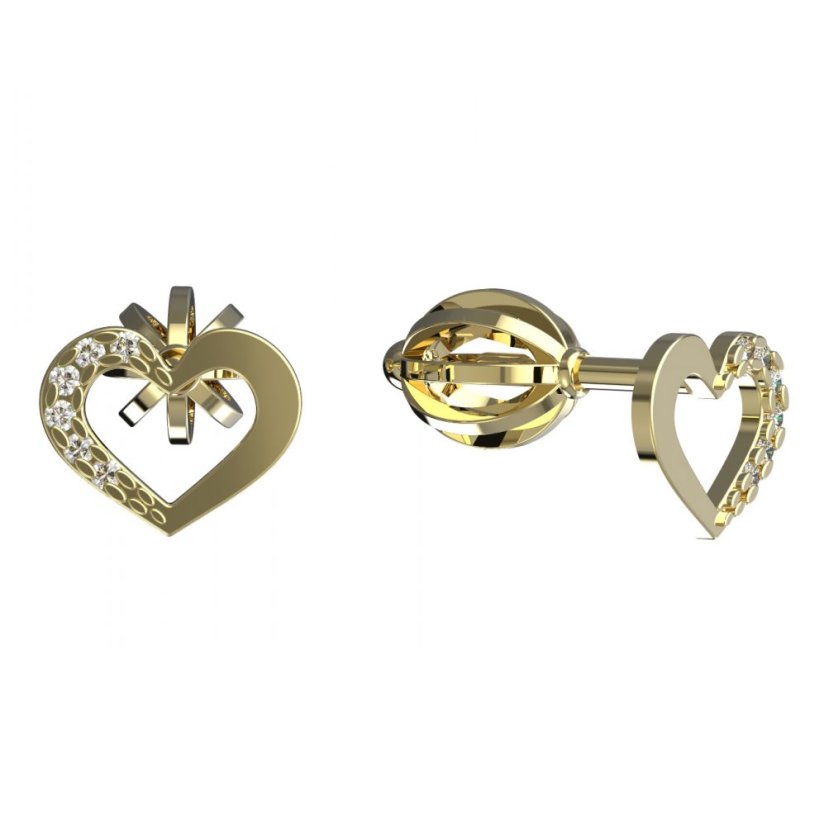 BeKid dětské náušnice srdíčko 597 Žluté zlato - 585 Diamant