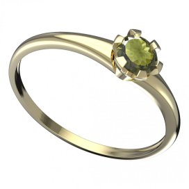 BG vltavínový prsten 556I Žluté zlato - 585 Vltavín