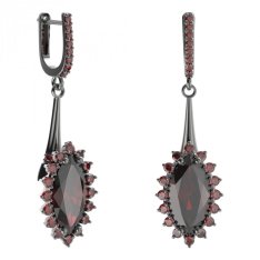BG náušnice s centrálním oválným kamenem 513-C91 Stříbro 925 - ruthenium (30-90dní) Granát