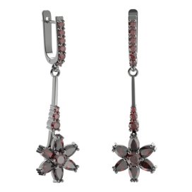 BG náušnice ve tvaru hvězdy 520-B94 Stříbro 925 - ruthenium (30-90dní) Granát