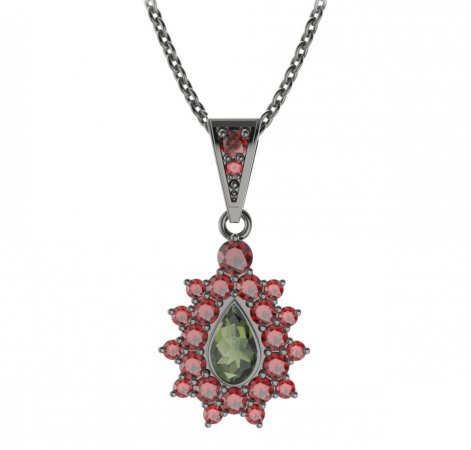 BG pendant drop stone 147-1 - Metal: Silver 925 - rhodium, Stone: Garnet