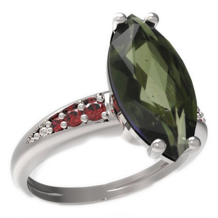 BG prsten oválný kámen 481-J - Kov: Stříbro 925 - rhodium, Kámen: Granát