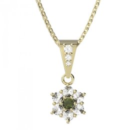 BG přívěšek 002 Žluté zlato - 585 Vltavín a  kubický zirkon