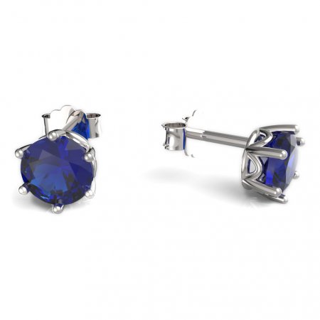 BeKid, Gold kids earrings -1295 - Switching on: Puzeta, Metal: White gold 585, Stone: Dark blue cubic zircon