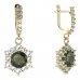 BG circular earring 230-84 - Metal: Yellow gold 585, Stone: Moldavit and garnet