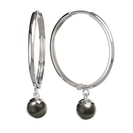 BG zlaté náušnice 561 s černou perlou Bílé zlato - 585 Tahiti perla