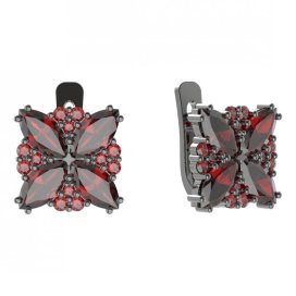 BG náušnice solitérního tvaru 408-07 Stříbro 925 - ruthenium (30-90dní) Granát