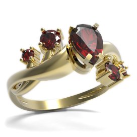 BG prsten s kapkovitým kamenem 495-P Stříbro 925 - pozlacené Granát