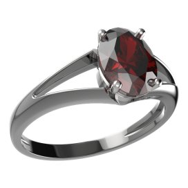 BG prsten oválný kámen 478-V Stříbro 925 - ruthenium (30-90dní) Granát