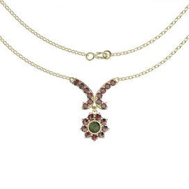 BG náhrdelník přírodní granát  267 Stříbro 925 - pozlacené Vltavín a granát