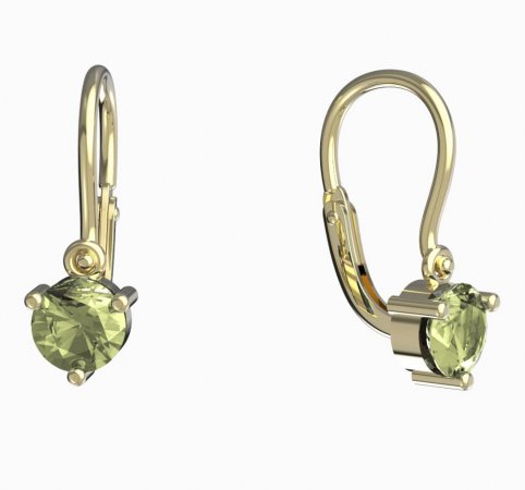 BeKid, Gold kids earrings -782 - Switching on: Brizura 0-3 roky, Metal: Yellow gold 585, Stone: Green cubic zircon