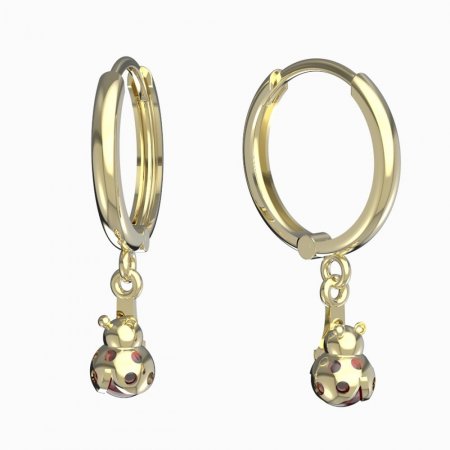 BeKid, Gold kids earrings -1245 - Switching on: Circles 15 mm, Metal: Yellow gold 585, Stone: Garnet