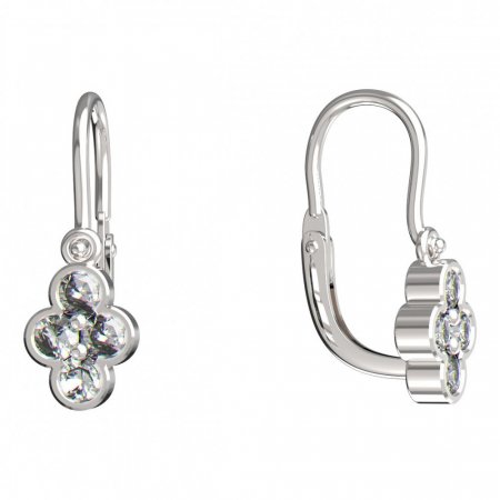 BeKid, Gold kids earrings -295 - Switching on: Brizura 0-3 roky, Metal: White gold 585, Stone: White cubic zircon