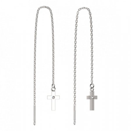 BeKid, Gold kids earrings -1105 - Switching on: Chain 9 cm, Metal: White gold 585, Stone: White cubic zircon