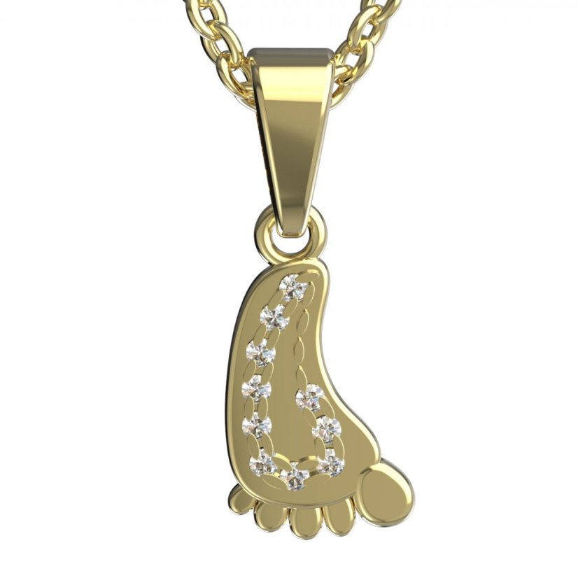 BG Zlatý přívěšek - nožička 1369+ Bílé zlato - 585 Diamant