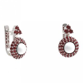 BG náušnice s přírodní perlou 540-87 Stříbro 925 - rhodium Granát a perla