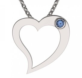 BG zlatý přívěšek srdíčko 1569 Bílé zlato - 585 Světle modrý kubický zirkon