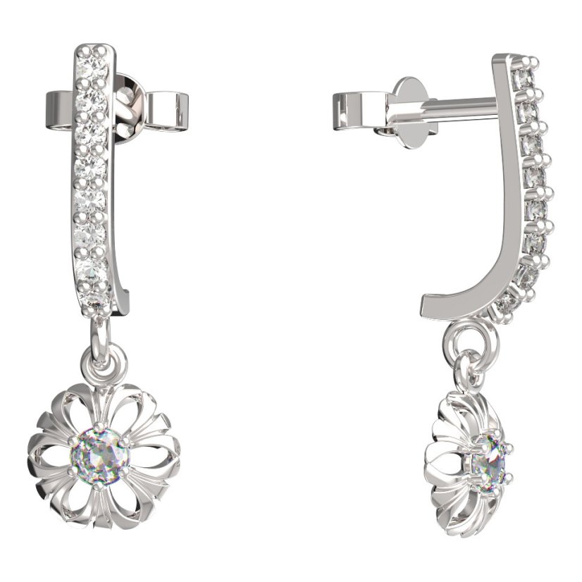 BeKid dětské náušnice kvítek 607 Bílé zlato - 585 Diamant