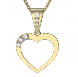 BG zlatý diamantový přívěšek srdíčko 1556 Žluté zlato - 585 Diamant lab-grown
