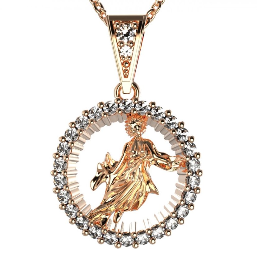 Zlatý přívěsek znamení Panna s lab-grown diamantem, růžové zlato 585 – 045 (Zd14045I1)