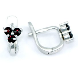 BG náušnice vsazený český granát  776 Bílé zlato - 585 Granát